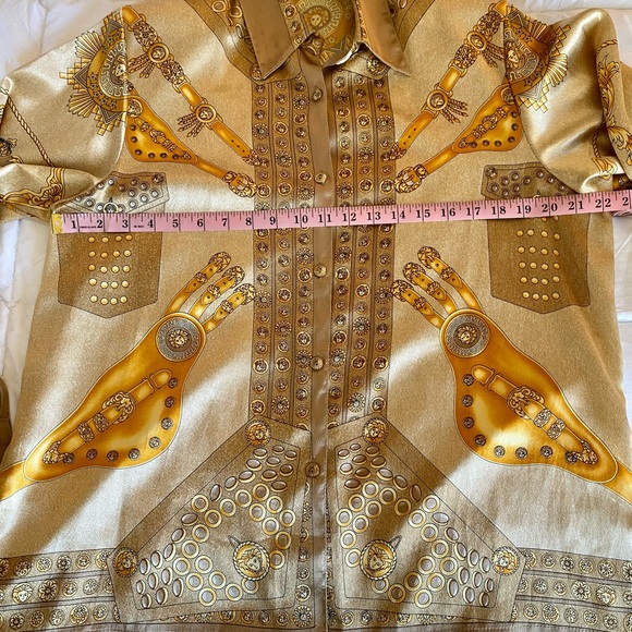 Vintage Gold Link & Buckle Button Down Top Size L/XL by Peniel - Picture 9 of 9